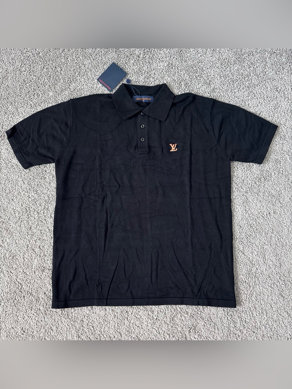 Louis Vuitton Black Polo with Gold LV Chest Logo size XL new with tags